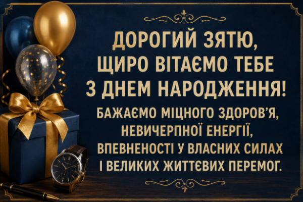 Душевні привітання з днем народження зятю відкритка