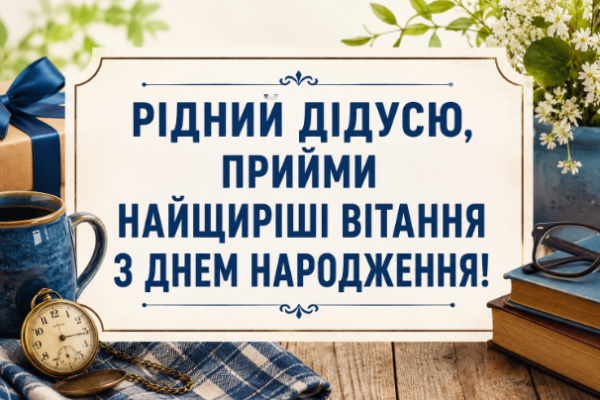 Душевні привітання з днем народження дідусю відкритка