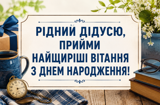 Душевні привітання з днем народження дідусю відкритка