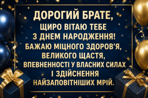 Душевні привітання з днем народження брату відкритка