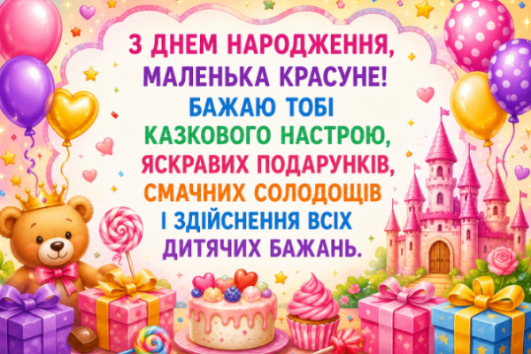Душевні привітання з днем народження дівчинці відкритка