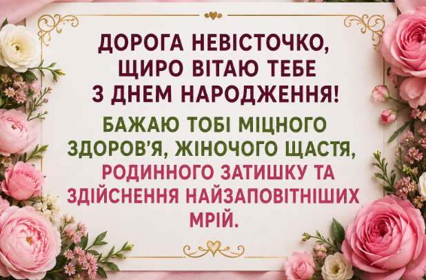 Душевні привітання з днем народження невістці своїми словами українською