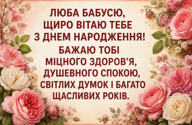 Душевні привітання з днем народження бабусі відкритка