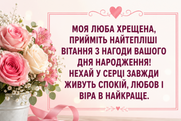 Душевні привітання з днем народження хрещеній відкритка