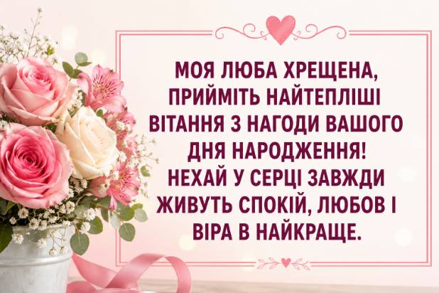 Душевні привітання з днем народження хрещеній відкритка