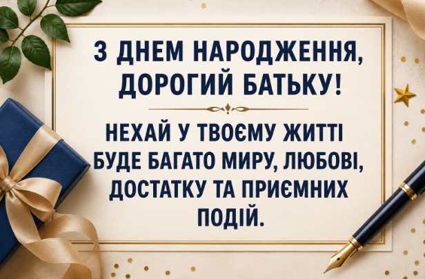 Душевні привітання з днем народження батьку відкритка