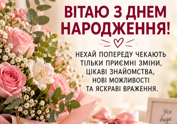 Привітання з днем народження знайомій листівка