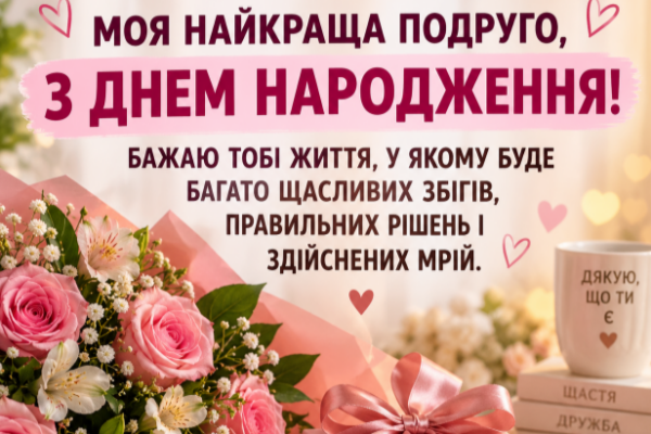 З днем народження найкращій подрузі листівка