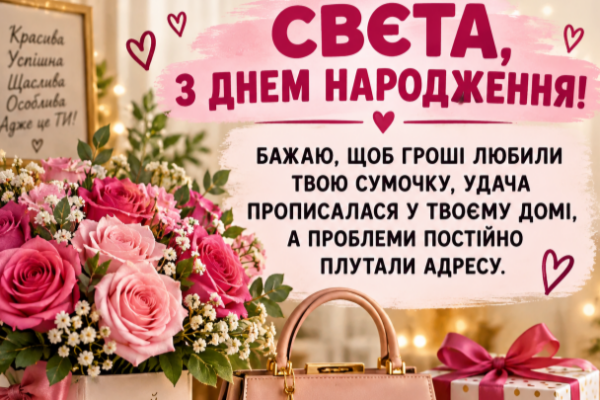 Свєта з днем народження листівка