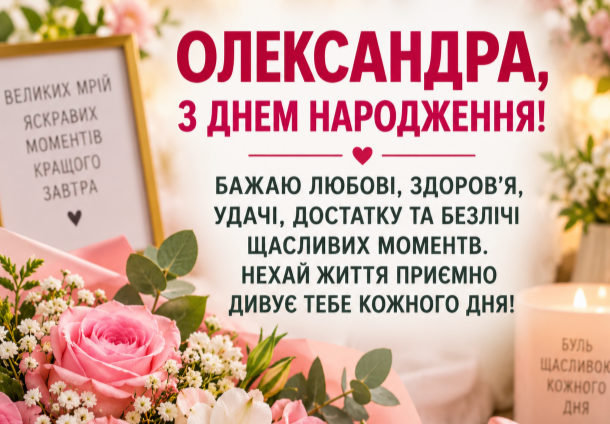 З днем народження Олександра листівка